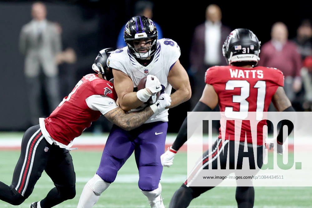 ATLANTA, GA - OCTOBER 11: Mark Andrews (89) of the Baltimore Ravens with a first down reception in overtime during the Sunday evening NFL, American Football Herren, USA game between the Atlanta Falcons and the Baltimore Ravens on October 11, 2026 at the Mercedes-Benz Stadium in Atlanta, Georgia. (Photo by David J. Griffin Icon Sportswire) NFL: OCT 11 Ravens at Falcons Icon9532610111137