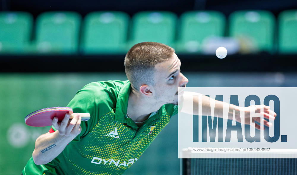 Ervinas Uzialo of Lithuania (photo ms1444) at the 2026 European Table Tennis Championships in Ljubljana LJUBLJANA, SLOVENIA, OCTOBER 12, 2026 Ervinas Uzialo of Lithuania (photo ms1444) in action at the European Table Tennis Championships at Stozice Arena in Ljubljana, Slovenia. Photo by Manfred Schillings. Ljubljana, Stozice Arena, Lisbon, Slovenia