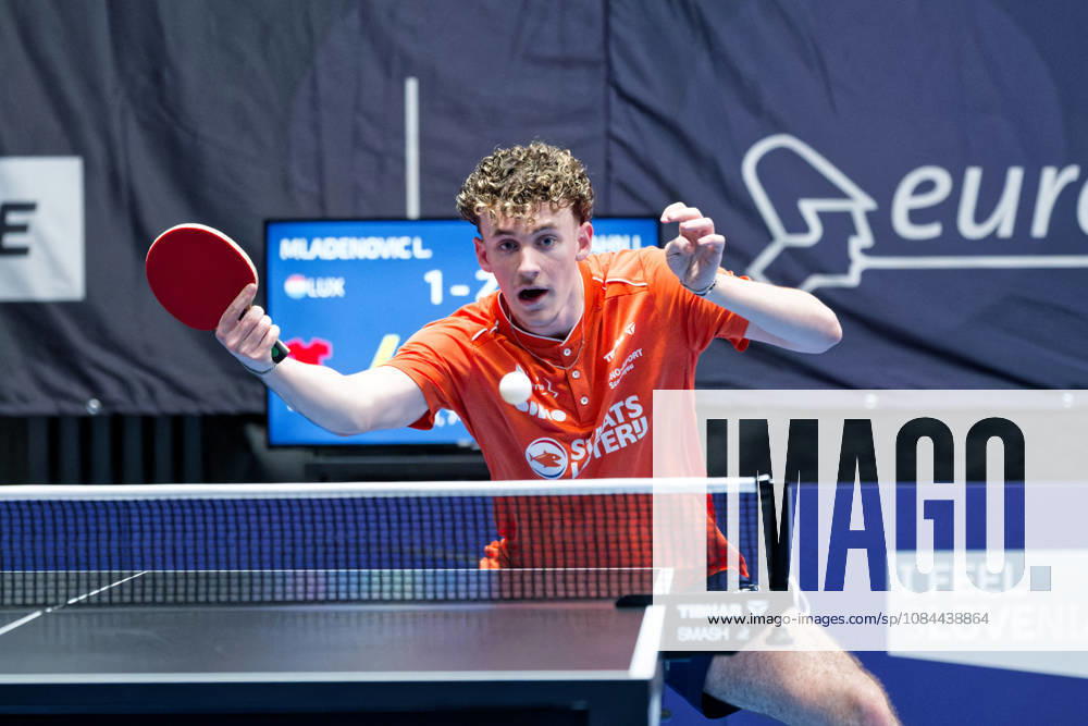 Ivan Kahn of the Netherlands (photo ms1446) at the 2026 European Table Tennis Championships in Ljubljana LJUBLJANA, SLOVENIA, OCTOBER 12, 2026 Ivan Kahn of the Netherlands (photo ms1446) in action at the European Table Tennis Championships at Stozice Arena in Ljubljana, Slovenia. Photo by Manfred Schillings. Ljubljana, Stozice Arena, Lisbon, Slovenia