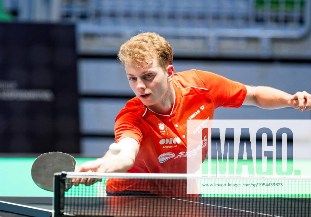 Milo De Boer of the Netherlands (photo ms1467b) at the 2026 European Table Tennis Championships in Ljubljana LJUBLJANA, SLOVENIA, OCTOBER 12, 2026 Milo De Boer of the Netherlands (photo ms1467b) in action at the European Table Tennis Championships at Stozice Arena in Ljubljana, Slovenia. Photo by Manfred Schillings. Ljubljana, Stozice Arena, Slovenia