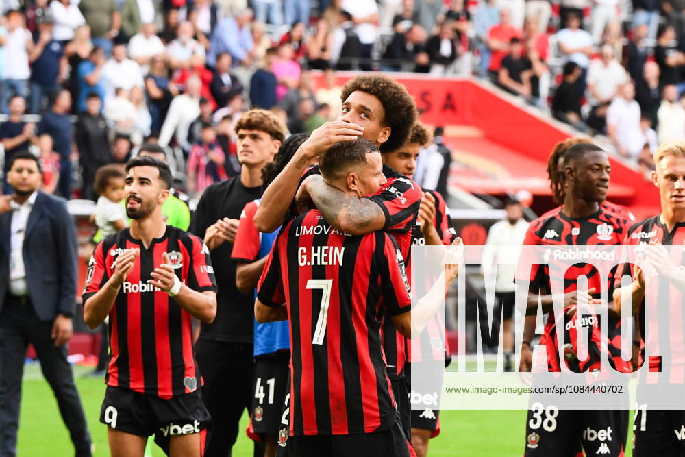 OGC Nice v RC Strasbourg Alsace - Ligue 1 McDonald s 2026 2027 Axel WITSEL of Nice and Gauthier HEIN of Nice during Ligue 1 McDonald s match between Nice and Strasbourg at Allianz Riviera Stadium on October 11, 2026 in Nice, France. Nice France