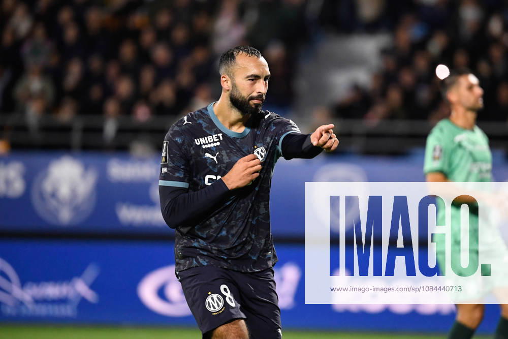 ESTAC Troyes v Olympique de Marseille - Ligue 1 McDonald s 2026 2027 Himad ABDELLI of Marseille celebrate after scores during Ligue 1 McDonald s match between Troyes and Marseille at Stade de l Aube on October 11, 2026 in Troyes, France. Troyes France