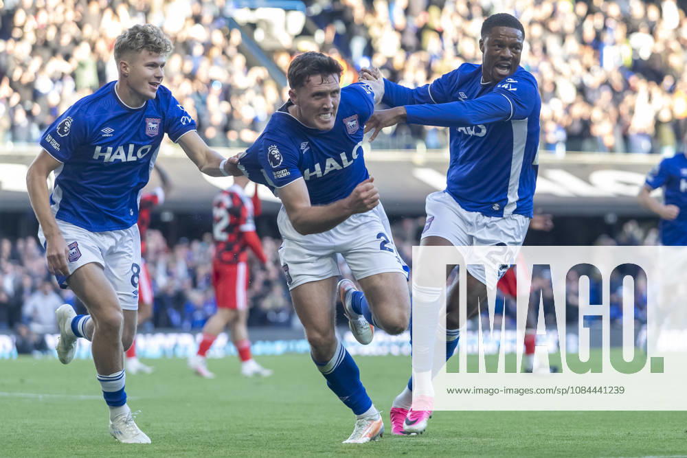 Dara O Shea of Ipswich Town celebrates scoring his team s second goal with teammates during the Premier League 2026 27 match between Ipswich Town and Fulham at Portman Road on October 10, 2026 in Ipswich, England.