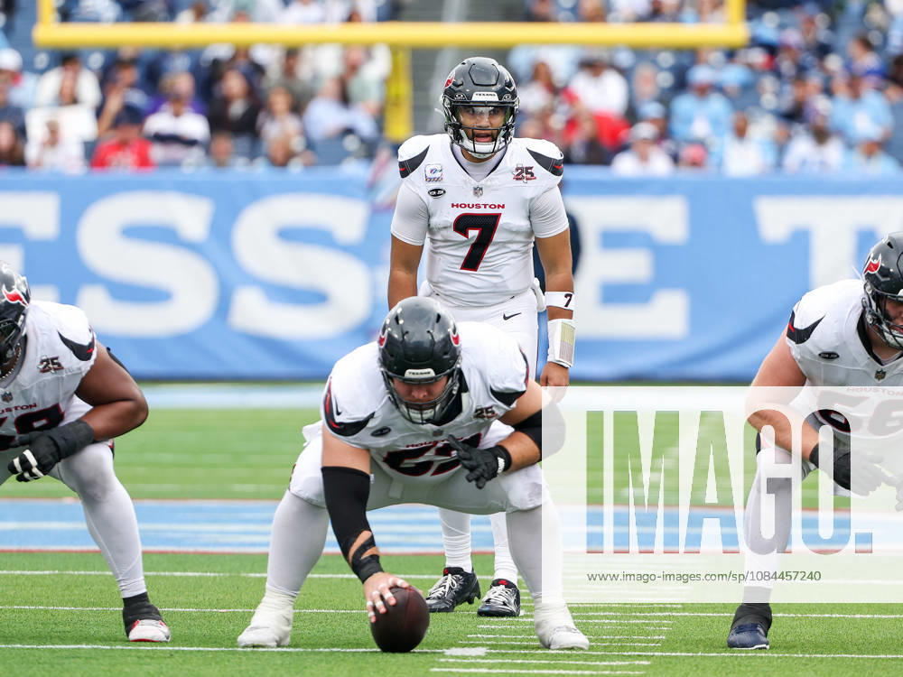 Oct 11, 2026; Nashville, TN, USA; Houston Texans quarterback C.J. Stroud (7) gets set for the next play during the NFL, American Football Herren, USA regular season game between the Houston Texans and Tennessee Titans at Nissan Stadium. Mandatory Credit: -Cal Media NFL 2026: Texans Vs Titans OCT 11 - ZUMAc04_ 20261011_zma_c04_295