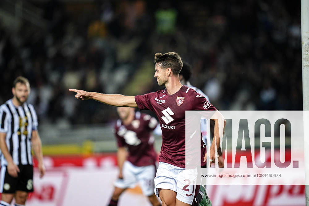 Torino s Daniel Braganca celebrates after scoring the 1-0 goal for his team during the Serie A soccer match between Torino and Udinese at the Stadio Olimpico Grande Torino in Turin, north west Italy - Sunday, October 12, 2026. - Soccer .