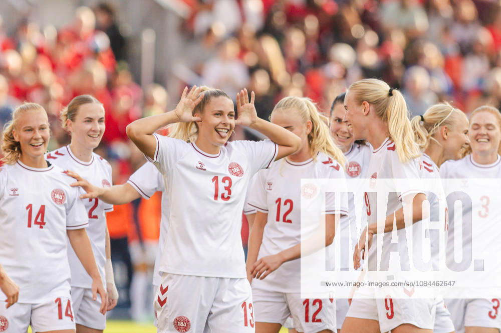 Olivia Holdt of Denmark celebrates their team s first goal during the Women’s International Friendly, Länderspiel, Nationalmannschaft match between Canada and Denmark on October 12th, 2026 in BMO Field, Toronto, Ontario, Canada