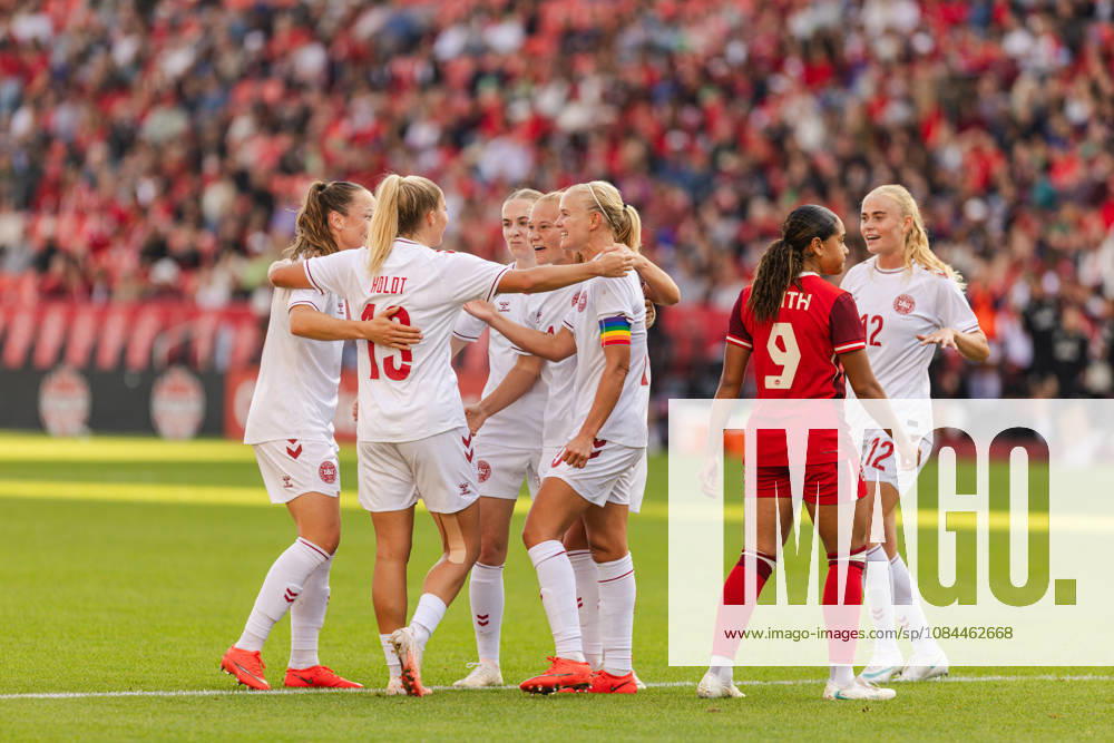 Pernille Harder of Denmark scores their team s second goal during the Women’s International Friendly, Länderspiel, Nationalmannschaft match between Canada and Denmark on October 12th, 2026 in BMO Field, Toronto, Ontario, Canada