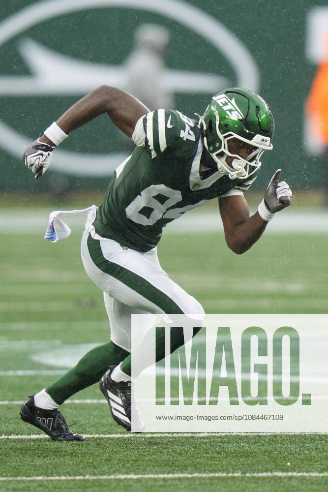 Oct 11, 2026; East Rutherford, NJ, USA; New York Jets wide receiver Malik McClain (84) in action during an NFL, American Football Herren, USA game against the Cleveland Browns at MetLife Stadium. Mandatory Credit: -Cal Media East Rutherford USA - ZUMAc04_ 20261011_zma_c04_416