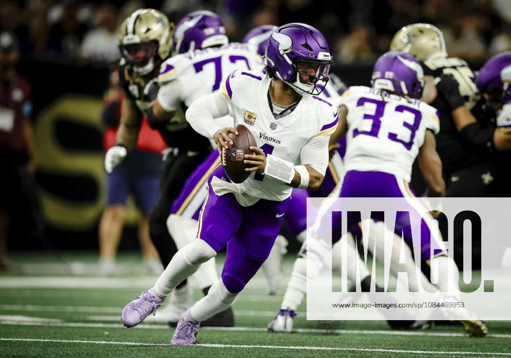 NEW ORLEANS, LA - OCTOBER 11: Kyler Murray 1 of the Minnesota Vikings looks to pass against the New Orleans Saints during the second half of a game at Caesars Superdome on October 11, 2026, in New Orleans, Louisiana. (Photo by Derick Hingle Icon Sportswire) NFL, American Football Herren, USA OCT 11 Vikings at Saints Icon126261011133