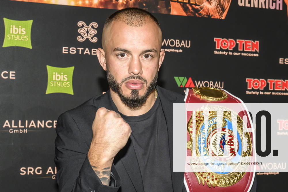 Pictured, from left: Armend Xhoxhaj – WBO Europe Champion, GER, Magdeburg, SES, First press conference ahead of the SES Boxing Gala on Saturday, November 14, 2026, Messe Magdeburg, October 13, 2026,