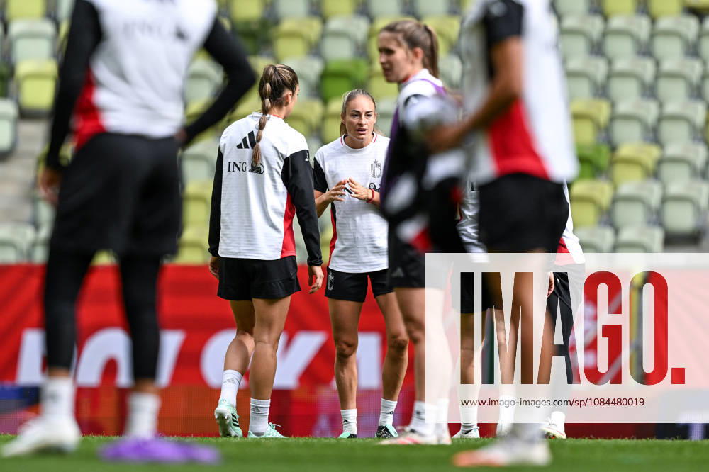 POLAND VS BELGIUM Tessa Wullaert (9) of Belgium pictured during a MD-1 training session before a female soccer game between the national teams of Poland and Belgium , called the Red Flames , in the play-offs round 1 and 2nd leg for the European qualifiers , on Monday 12 October 2026 in Gdansk , POLAND . PHOTO SPORTPIX Stijn Audooren Sportpix.be Gdansk Polsat Plus Arena POLAND