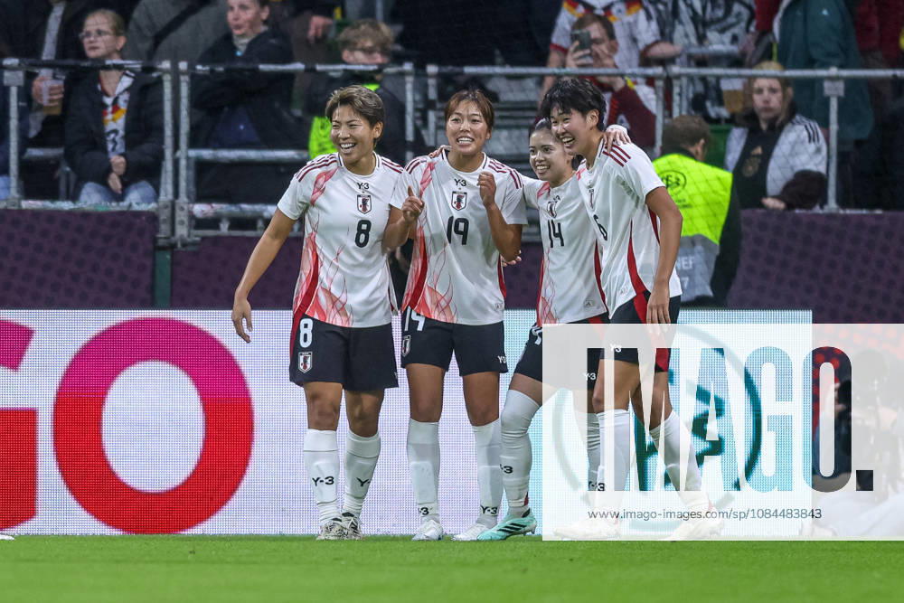 GER, Bremen, Germany vs. Japan, Soccer, FIFA, UEFA, 2026–2027 Season, Weserstadion, Friendly Match: Pictured from left, Momoko Tanikawa, Japan Women’s U-19, 0–1, goal, celebration and joy, emotions. DFB and DFL regulations prohibit any use of photographs as image sequences and or quasi-video. October 13, 2026