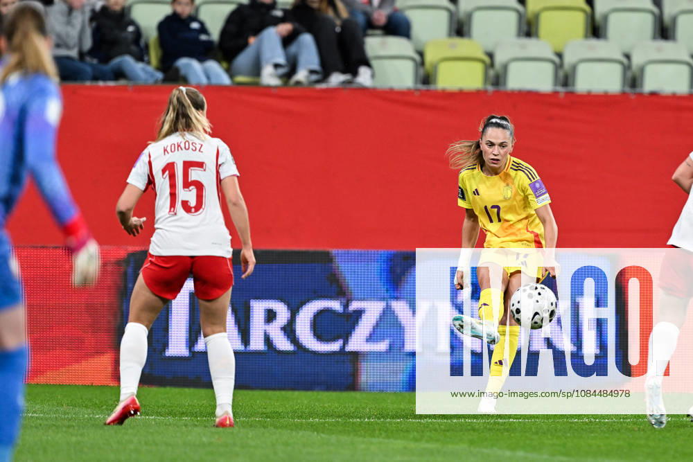 POLAND VS BELGIUM =n17= pictured during a female soccer game between the national teams of Poland and Belgium , called the Red Flames , in the play-offs round 1 and 2nd leg for the European qualifiers , on Tuesday 13 October 2026 in Gdansk , POLAND . PHOTO SPORTPIX Stijn Audooren Sportpix.be Gdansk Polsat Plus Arena POLAND