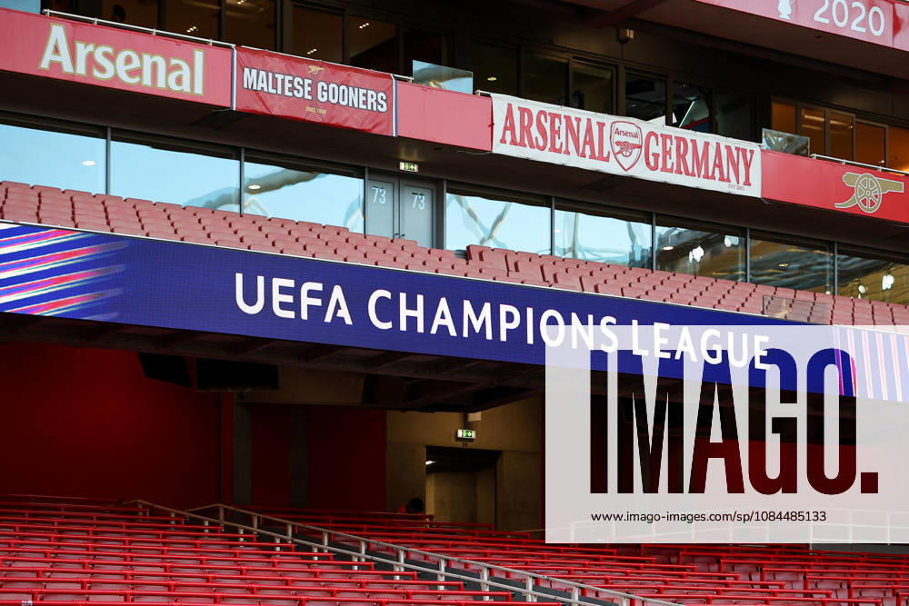 13th October 2026; Arsenal Stadium, London, England; UEFA Champions League Football, Arsenal versus Lille; UEFA Champions League branding visible around the stadium KatiexChan
