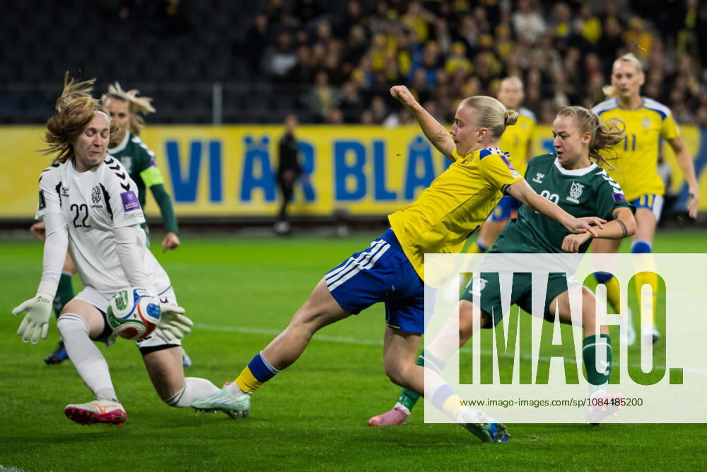 Goalkeepers Meda Seskute and Loreta Rogaciova of Lithuania and Anna Sandberg of Sweden during the FIFA Women’s World Cup qualifying playoff soccer match between Sweden and Lithuania on October 13, 2026 in Stockholm. Photo by Jesper Zerman, BILDBYRÅN, code JZ JZ0769. soccer, football, soccer, World Cup qualifiers, FIFA Women’s World Cup qualifier, qualifier, Sweden, Lithuania, women’s soccer, BBENG, Lithuania