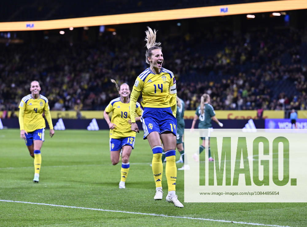 STOCKHOLM, SWEDEN 20261013 Sweden s Nathalie Björn celebrates after scoring the 1-0 goal during Tuesday s soccer match, the World Cup playoff between Sweden and Lithuania at Strawberry Arena in STOCKHOLM, SWEDEN