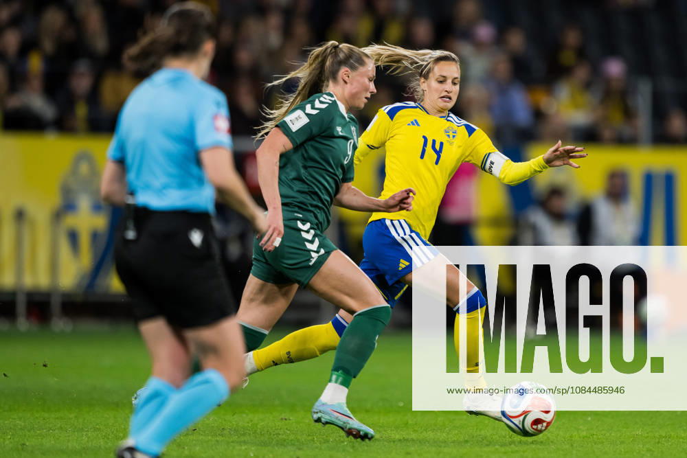 Rimante Jonusaite of Lithuania and Nathalie Björn of Sweden during the FIFA Women’s World Cup qualifying playoff soccer match between Sweden and Lithuania on October 13, 2026 in Stockholm. Photo by Jesper Zerman, BILDBYRÅN, code JZ JZ0769. soccer, football, World Cup qualifier, FIFA Women’s World Cup qualifier, Sweden, Lithuania, women’s soccer, BBENG, Lithuania