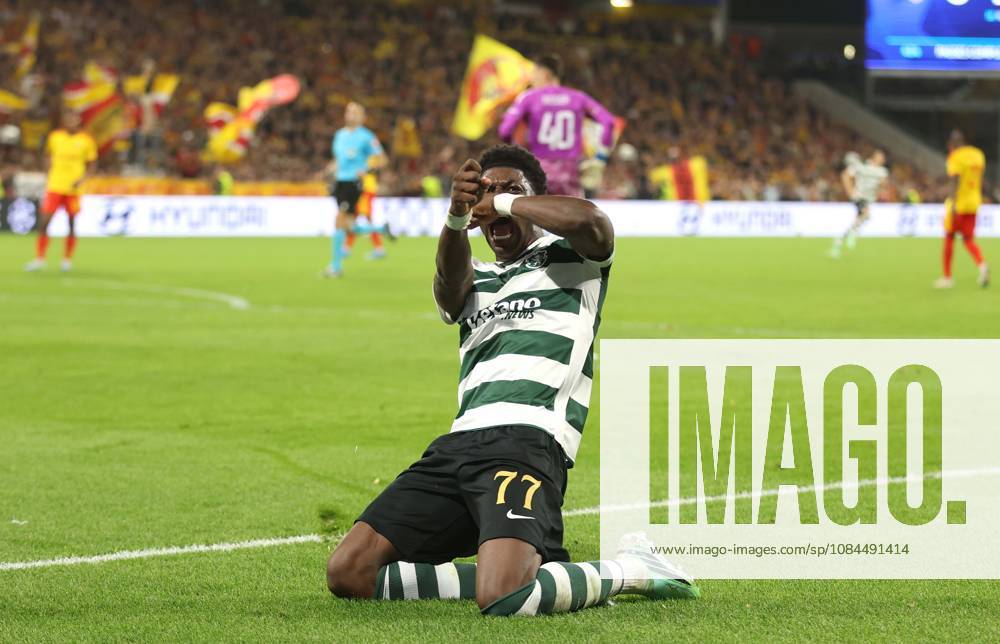 UEFA Champions League - RC Lens v Sporting Club de Portugal LENS, FRANCE, OCTOBER 13: GOAL 2-0, Issa Doumbia of Sporting CP goal celebration after scoring a goal to put Sporting Club de Portugal 2-0 ahead during the UEFA Champions League 2026 27 League Phase MD2 match between RC Lens and Sporting Club de Portugal at Stade Bollaert-Delelis on October 13, 2026 in Lens, France. (Photo by Daniel Weir) Lens Stade Bollaert-Delelis France
