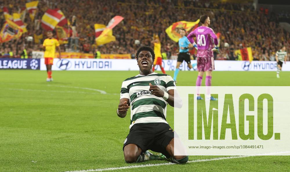 UEFA Champions League - RC Lens v Sporting Club de Portugal LENS, FRANCE, OCTOBER 13: GOAL 2-0, Issa Doumbia of Sporting CP goal celebration after scoring a goal to put Sporting Club de Portugal 2-0 ahead during the UEFA Champions League 2026 27 League Phase MD2 match between RC Lens and Sporting Club de Portugal at Stade Bollaert-Delelis on October 13, 2026 in Lens, France. (Photo by Daniel Weir) Lens Stade Bollaert-Delelis France