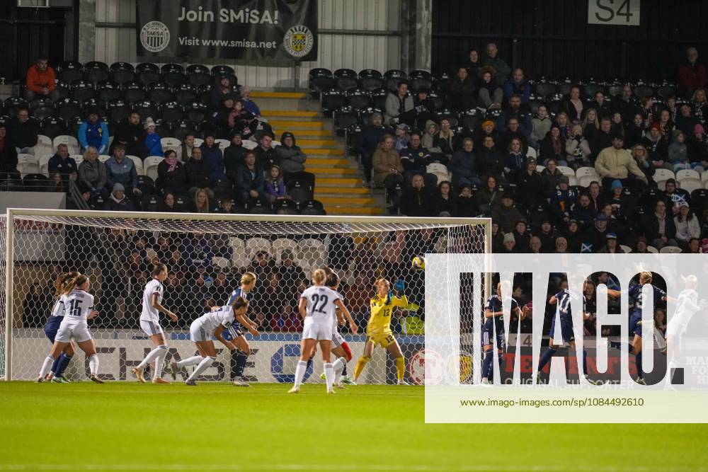 Czechia captain Klara Cahynova scores with a header to give Czechia a 1-2 lead (Agg. 3-2). Scotland Women v Czechia, Women s European World Cup Qualifier, Football, The Marbill Coaches Stadium, Paisley, Scotland, UK - 13 Oct 2026Paisley The Marbill Coaches Stadium Scotland United Kingdom