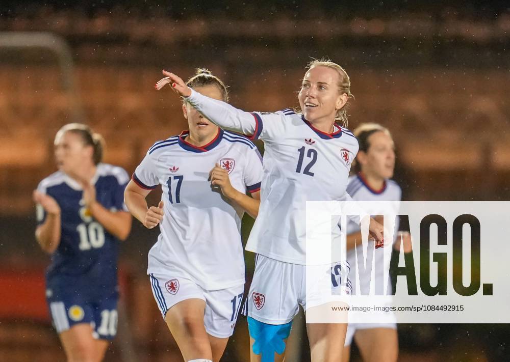 Czechia captain Klara Cahynova celebrates scoring with a header to give Czechia a 1-2 lead (Agg. 3-2). Scotland Women v Czechia, Women s European World Cup Qualifier, Football, The Marbill Coaches Stadium, Paisley, Scotland, UK - 13 Oct 2026Paisley The Marbill Coaches Stadium Scotland United Kingdom