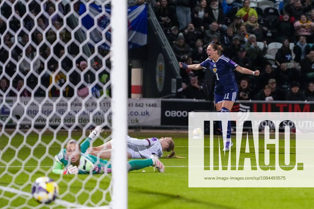 Kathleen McGovern of Scotland scores to tie the game 2-2 (Agg. 4-2). Scotland Women v Czechia, Women s European World Cup Qualifier, Football, The Marbill Coaches Stadium, Paisley, Scotland, UK - 13 Oct 2026Paisley The Marbill Coaches Stadium Scotland United Kingdom