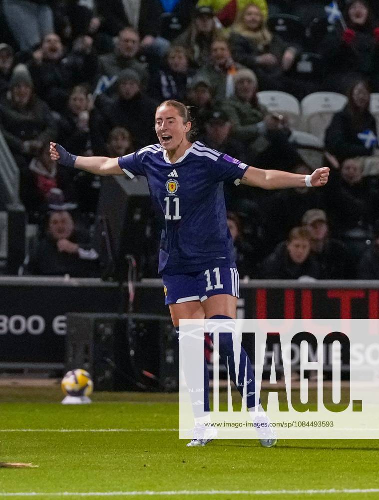 Kathleen McGovern of Scotland celebrates scoring to tie the game 2-2 (Agg. 4-2). Scotland Women v Czechia, Women s European World Cup Qualifier, Football, The Marbill Coaches Stadium, Paisley, Scotland, UK - 13 Oct 2026Paisley The Marbill Coaches Stadium Scotland United Kingdom