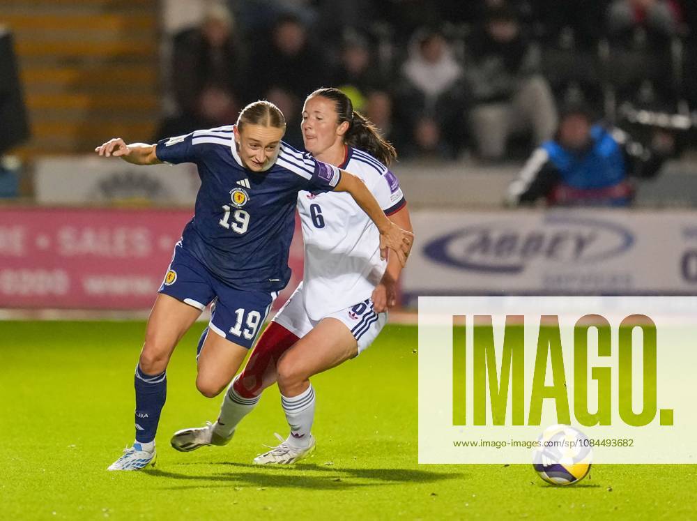 Lauren Davidson of Scotland beats Eva Bartonova of Czechia Scotland Women v Czechia, Women s European World Cup Qualifier, Football, The Marbill Coaches Stadium, Paisley, Scotland, UK - 13 Oct 2026Paisley The Marbill Coaches Stadium Scotland United Kingdom