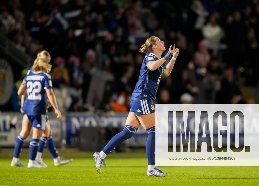 Kathleen McGovern of Scotland celebrates scoring to tie the game 2-2 (Agg. 4-2). Scotland Women v Czechia, Women s European World Cup Qualifier, Football, The Marbill Coaches Stadium, Paisley, Scotland, UK - 13 Oct 2026Paisley The Marbill Coaches Stadium Scotland United Kingdom