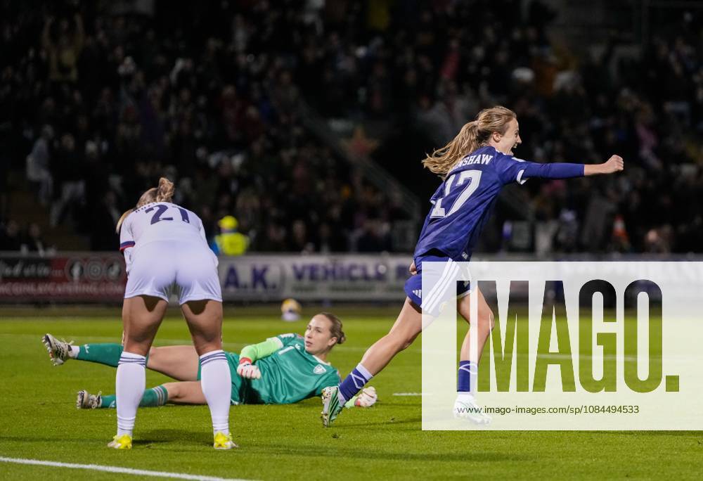 Christy Grimshaw of Scotland scores to give Scotland a 3-2 (Agg. 5-2). Scotland Women v Czechia, Women s European World Cup Qualifier, Football, The Marbill Coaches Stadium, Paisley, Scotland, UK - 13 Oct 2026Paisley The Marbill Coaches Stadium Scotland United Kingdom