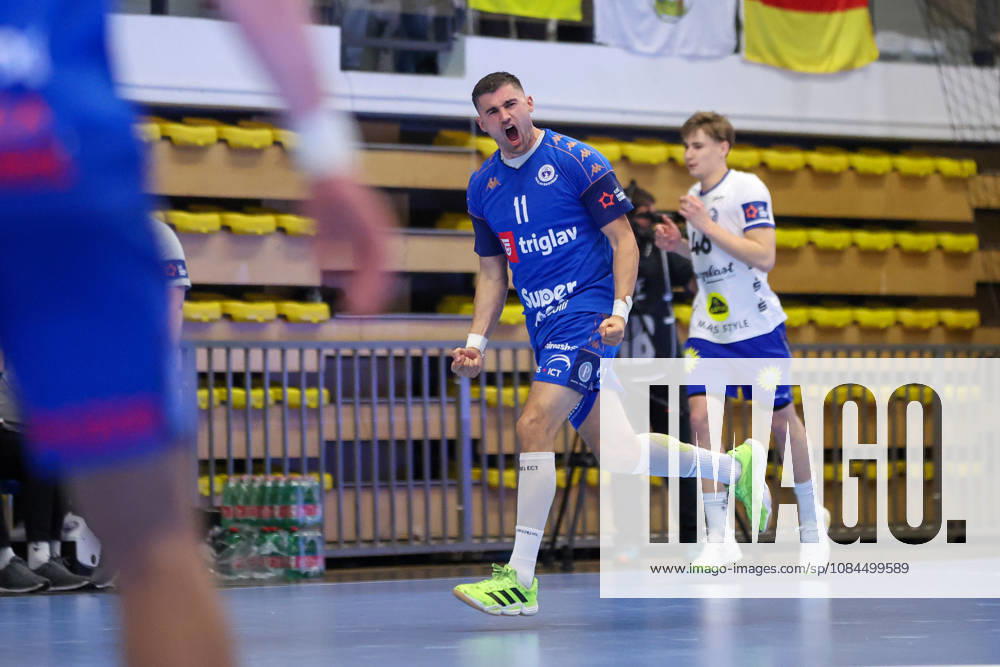 MRK Sesvete Triglav osiguranje v Bergischer HC - EHF European League Men Group Phase ZAGREB, CROATIA - OCTOBER 13: Ivan Dumencic of MRK Sesvete Triglav celebrates after a goal during the EHF European League Men Group Phase match between MRK Sesvete Triglav osiguranje v Bergischer HC at High School Jelkovec on October 13, 2026 in Zagreb, Croatia. MatijaxHabljak PIXSELL