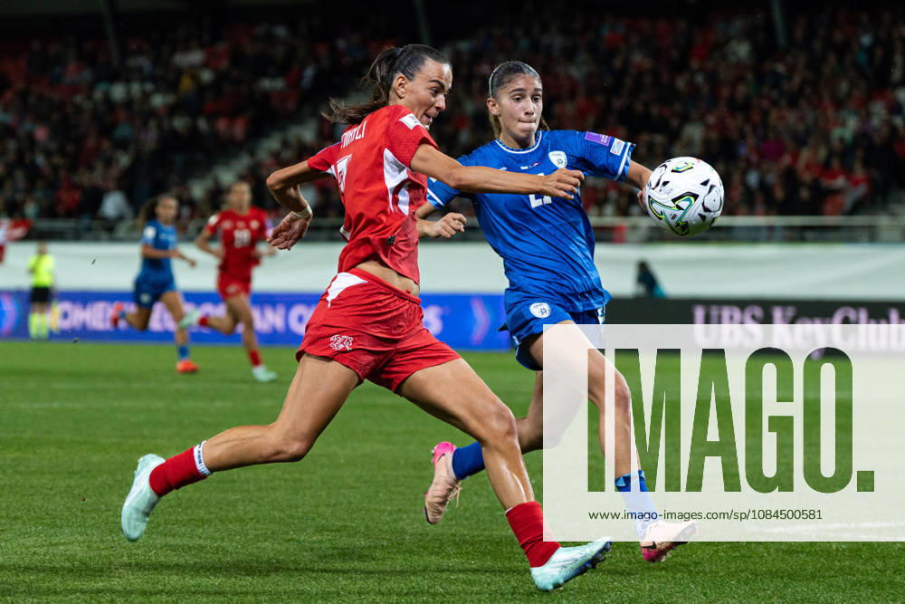 SION, SWITZERLAND, OCTOBER 13 : Riola Xhemaili of Switzerland takes a shot during the FIFA Women s World Cup 2027 Women s European Qualifiers Play-offs game between Switzerland and Israel at Stade de Tourbillon on October 13, 2026 in Sion, Switzerland.