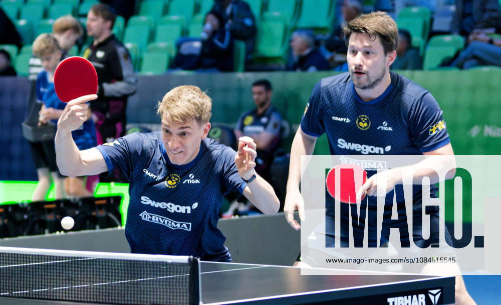 Kristian Karlsson and Anton Kallberg of Sweden (photo ms5372) at the 2026 European Table Tennis Championships in Ljubljana LJUBLJANA, SLOVENIA, OCTOBER 14, 2026 Kristian Karlsson and Anton Kallberg of Sweden (photo ms5372) in action at the European Table Tennis Championships at Stozice Arena in Ljubljana, Slovenia; Ljubljana, Stozice Arena, Slovenia