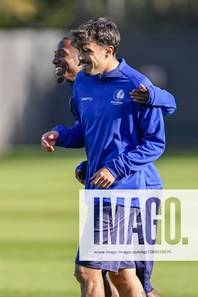 KAA Gent v AGF Aarhus - UEFA Conference League Media Activities 14 10 2026 GENT, BELGIUM - OCTOBER 14 : Tiago Alves Araujo Felipe defender of KAA Gent and Balikwisha Michel-Ange forward of KAA Gent pictured during a training session ahead of the UEFA Conference League 2026 27 League Phase matchday 1 match between KAA Gent and AGF Aarhus on October 14, 2026 in Gent, Belgium, 14 10 2026 Gent Belgium