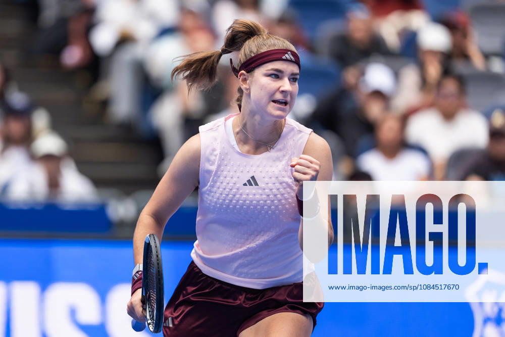 Karolina Muchova of Czechia celebrates her win against Caty McNally of USA (not in view) during their women s singles match on day 3 of Wuhan Open at the Optics Valley International Tennis Center. Karolina Muchova defeated Caty McNally with a score of 3-6, 7-6, 7-6. Wuhan China - ZUMAs197 20261014_aaa_s197_014