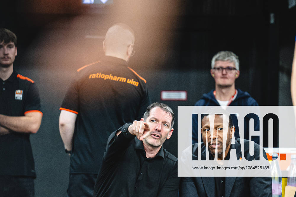 Head Coach Ty Harrelson of ratiopharm ulm and Assistant Coach Tyron McCoy gesture during the Basketball Eurocup game between ratiopharm ulm and BOSNA BH Telecom Sarajevo at ratiopharm Arena on October 14, 2026, in Neu Ulm, Germany. Photo by Harry Langer, DeFodi Images