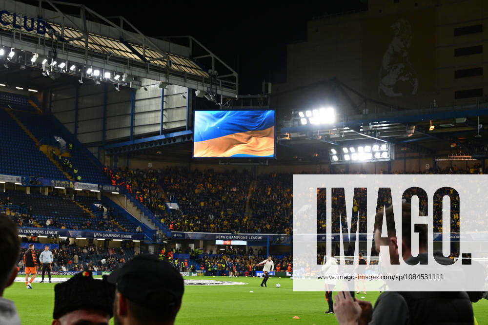 Matchday large screen graphi prior to the UEFA Champions League 2026 27 League Phase MD2 match between FC Shakhtar Donetsk and AEK Athens at Stamford Bridge on October 14, 2026 in London, England.