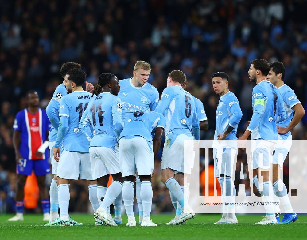 All Manchester City out field players together after the third goal 0-3 Manchester City v Paris Saint-Germain, UEFA Champions League, Football, Etihad Stadium, Manchester, UK - 14 Oct 2026Manchester Etihad Stadium United Kingdom
