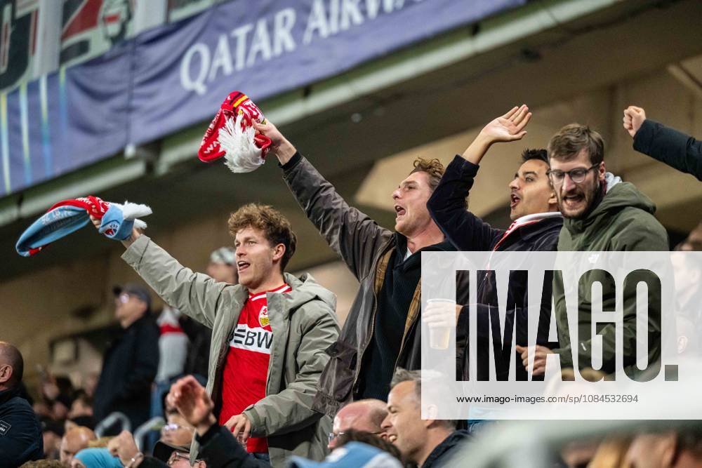 VFB Stuttgart fans a goal celebrates during UEFA Champions league match , SK Slovan Bratislava - VFB Stuttgart , 14. october 2026, Tehelne pole Stadium, Bratislava, Slovakia