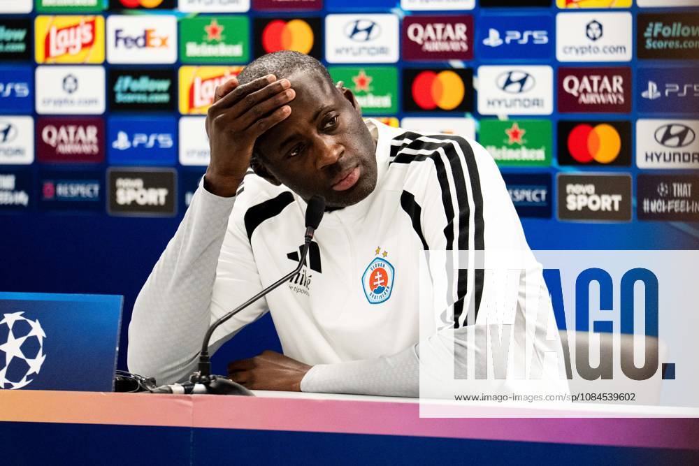 Champions League, Matchday 2, Slovan Bratislava vs. VfB Stuttgart at Tehelné Pole Stadium (National Football Stadium) Yaya Touré of Slovan at the post-match press conference IMPORTANT NOTICE In accordance with DFB and DFL regulations, it is prohibited to use or allow the use of photographs taken in the stadium and or during the match in the form of sequential images and or video-like photo series