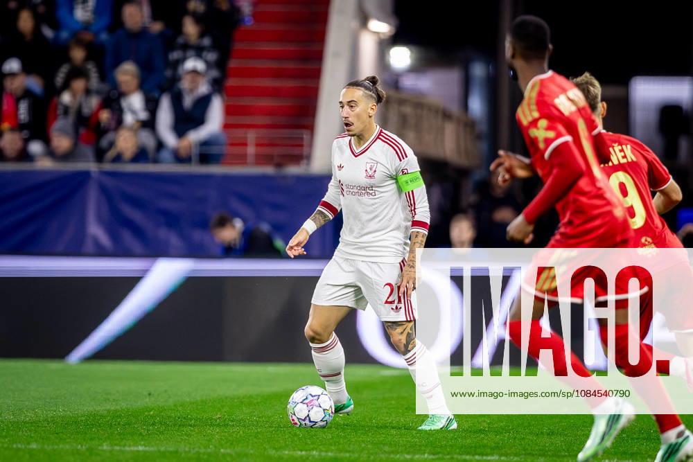LASK - LIVERPOOL Kostas Tsimikas of Liverpool on the ball during the matchday 2 of League phase round of UEFA Champions league football match between LASK and Liverpool FC at Oberosterreich Arena. Linz, Austria