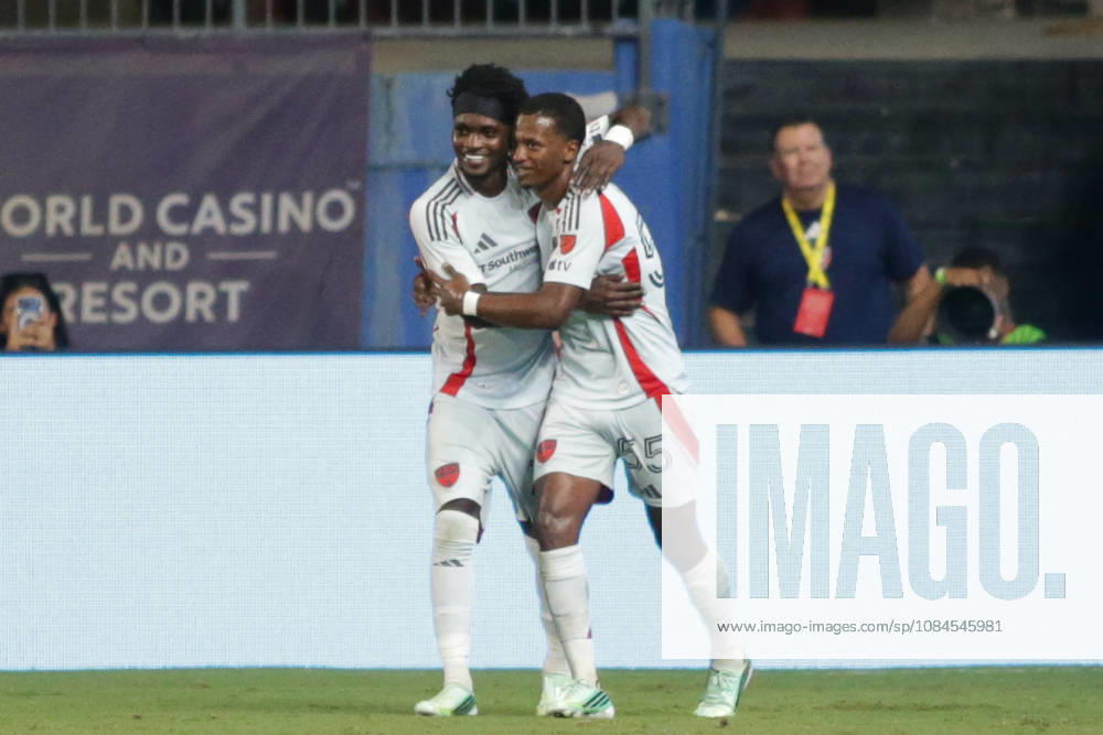 FC Dallas midfielder KAICK (55) (right) and teammate SANTIAGO MORENO celebrates after scoring a goal during the second half of a soccer game between the Seattle Sounders and FC Dallas at Toyota Stadium in Frisco, TX. Soccer 2026: FC Dallas 1:0 Seattle Sounders - ZUMAh193 20261014_zsp_h193_020