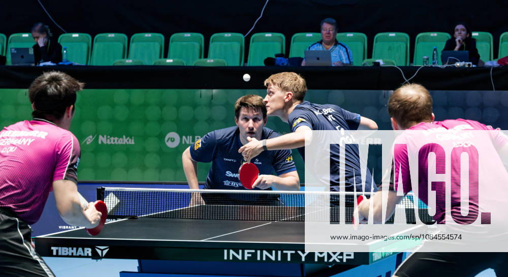 Kristian Karlsson and Anton Kallberg of Sweden (photo ms6258b) at the European Table Tennis Championships in Ljubljana, Slovenia LJUBLJANA, SLOVENIA OCTOBER 15, 2026 Kristian Karlsson and Anton Kallberg of Sweden (photo ms6258b) advance to the semifinals of the European Table Tennis Championships at the Stozice Arena in Ljubljana, Slovenia Ljubljana Stozice Arena Slovenia