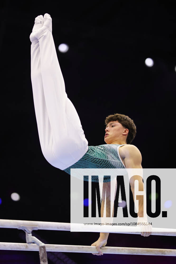 Radomyr Stelmakh, GER, during podium practice at the 2026 World Championships in Rotterdam on October 15, 2026