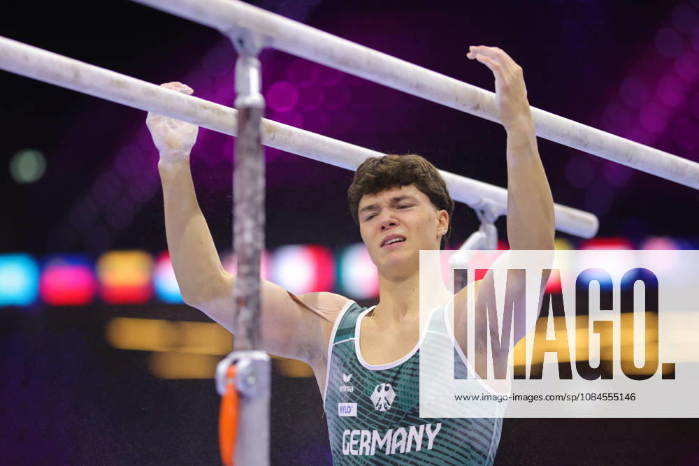 Radomyr Stelmakh, GER, during podium practice at the 2026 World Championships in Rotterdam on October 15, 2026