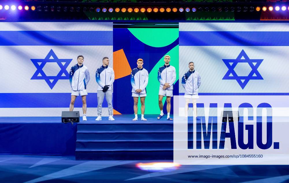 ROTTERDAM - The Israeli male gymnasts during podium training at the World Championships in Ahoy Rotterdam. IRIS VAN DEN BROEK ANP ANPxSportx IVx 572514703 originalFilename: 572514703