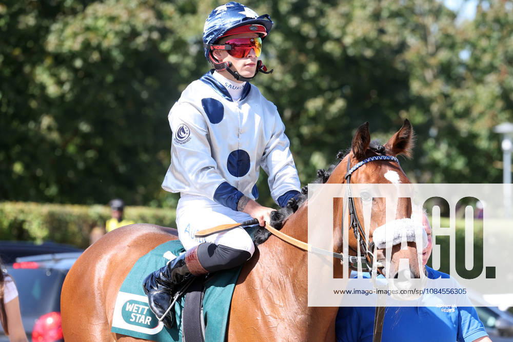Iffezheim, Baden-Württemberg, GER Dalmera with Thore Hammer Hansen at the Baden-Baden Racetrack, Iffezheim Horse, Jockey, Dalmera, Hammer Hansen 260905D035IFFEZHEIM JPG