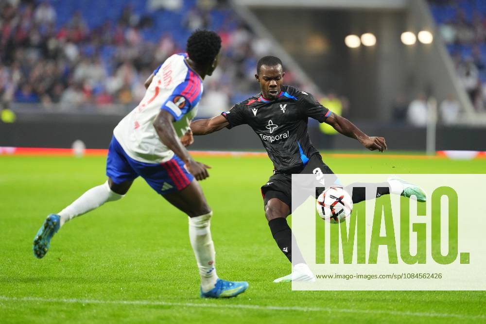 Tyrick Mitchell of Crystal Palace tries a shot from distance Lyon v Crystal Palace, UEFA Europa League, Football, Groupama Stadium, Lyon, France - 15 Oct 2026Lyon Groupama Stadium France