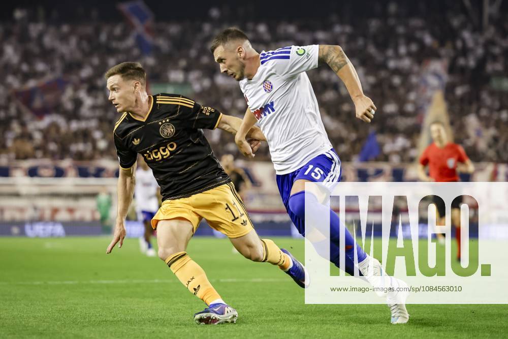 SPLIT - (lr) Viktor Tsyhankov of Ajax and Dario Maresic of Hajduk Split during the Conference League match between Hajduk Split and Ajax at Stadion Poljud on 15 October 2026 in Split, Croatia. SONNY LENSEN ANP ANPxSportx IVx 572540009 originalFilename: 572540009