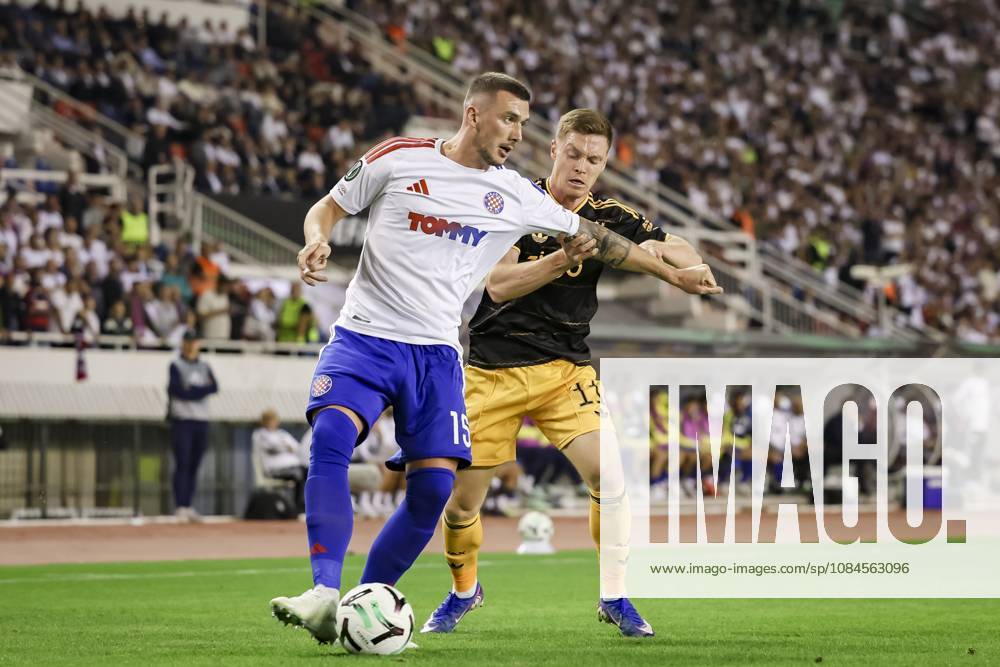 SPLIT - (lr) Dario Maresic of Hajduk Split and Viktor Tsyhankov of Ajax during the Conference League match between Hajduk Split and Ajax at Stadion Poljud on 15 October 2026 in Split, Croatia. SONNY LENSEN ANP ANPxSportx IVx 572540117 originalFilename: 572540117